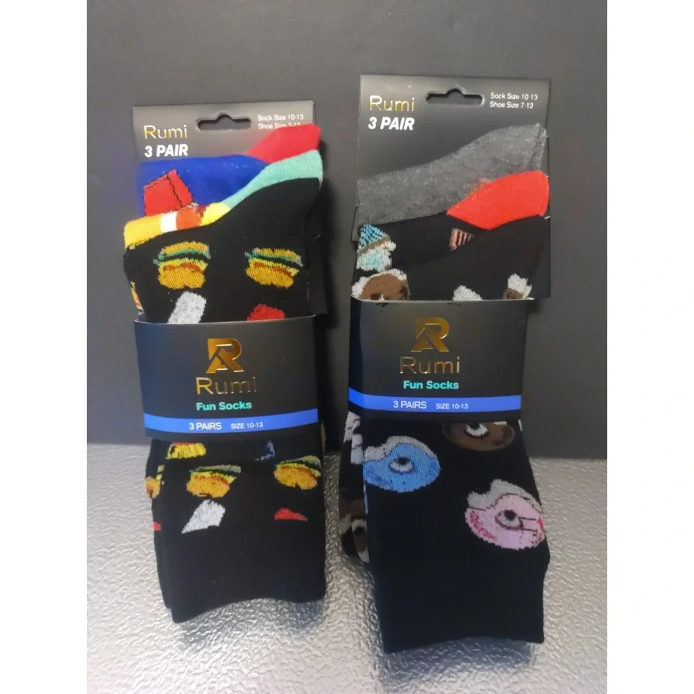 Rumi Cupcakes Donuts‎ Drinks Burger Hotdog Fries Multicolor Fun Socks 2 Pk Of 3